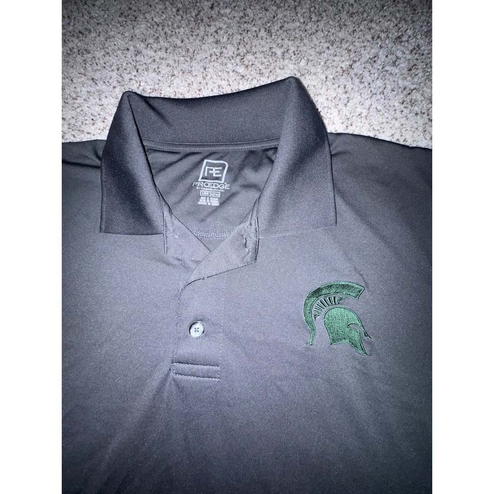 Michigan State Spartans Polo Golf Shirt Mens Large Proedge Knights Apparel Black